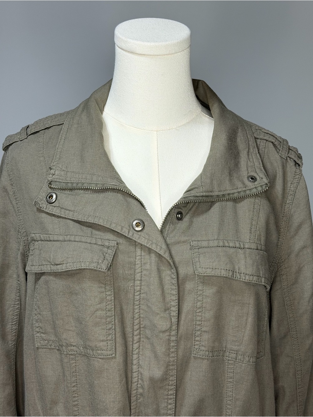Ashley By 26 International Olive Green Utility Jacket with Drawstring - Picture 2 of 5